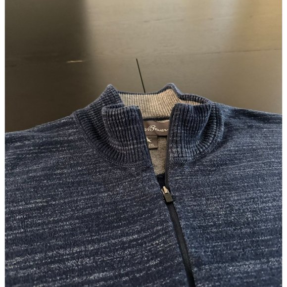 Eddie Bauer 1/4 Zip Sweater Men 2XL Blue Long Sleeve Cotton Merino Wool Pullover - Picture 2 of 11